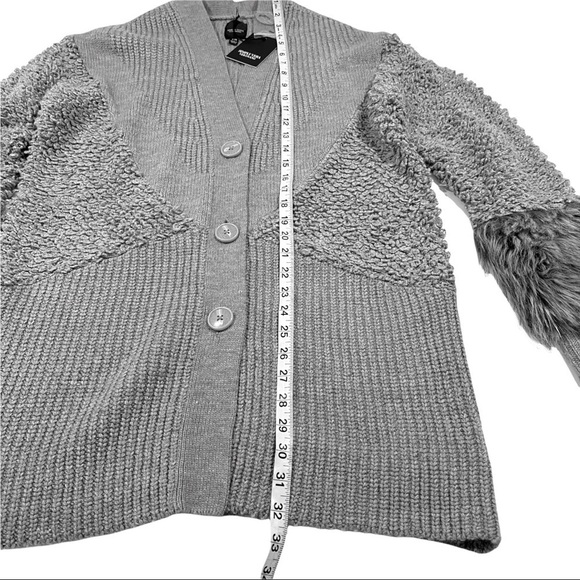 Simply Vera Wang Mixed Media Longline Chunky Cardigan Sweater S / M Gray - Picture 5 of 8